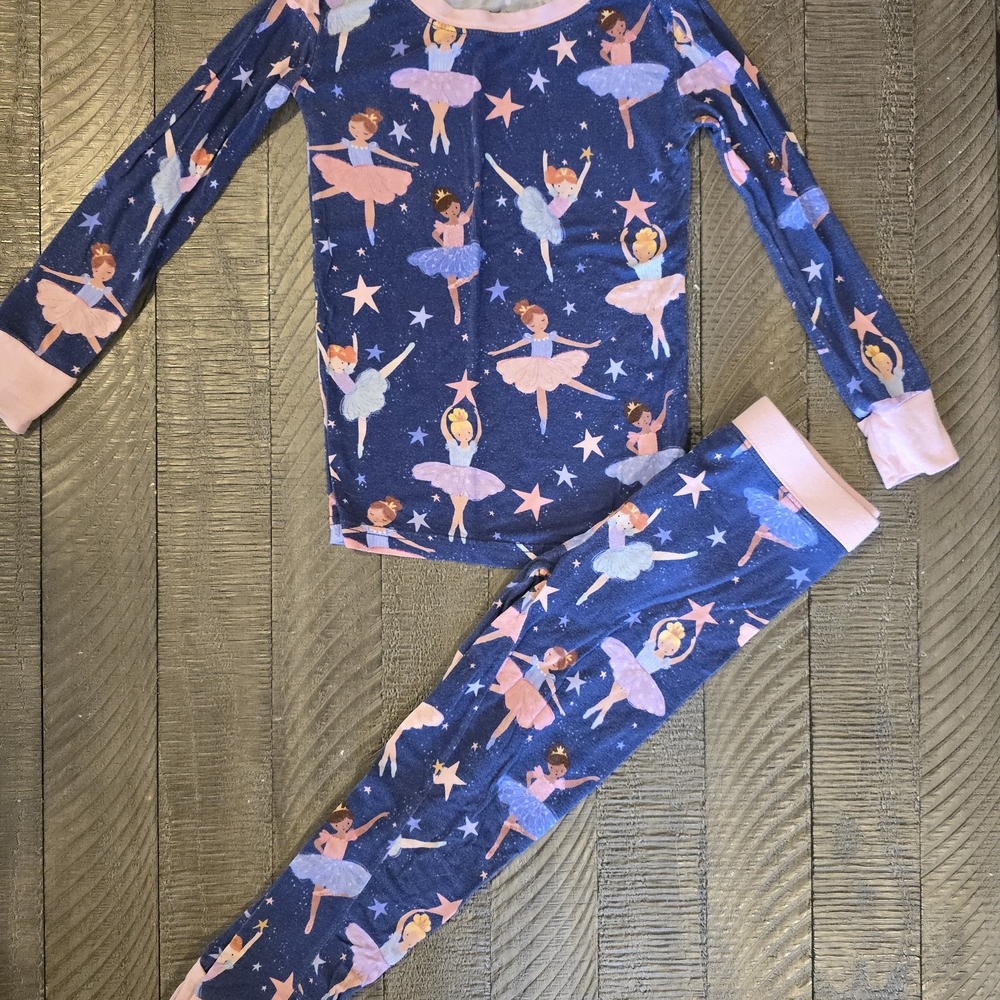 Blue Pajama Set with Ballerina Print